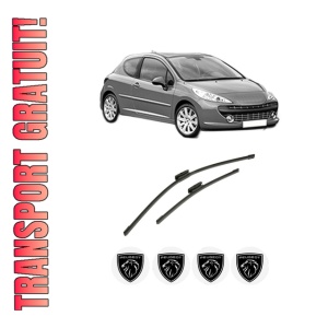 Set stergatoare auto PEUGEOT 207 (WA_, WC_) din 2006-2015, pentru parbriz auto, 2 bucati, Bosch Aerotwin Multi, din cauciuc siliconat rezistent, 4 Stickere Auto PEUGEOT