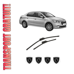 Set stergatoare auto PEUGEOT 301 din 2012-2018, pentru parbriz auto, 2 bucati, Bosch Aerotwin, din cauciuc siliconat rezistent, 4 Stickere Auto PEUGEOT