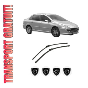 Set stergatoare auto PEUGEOT 307 Saloon din 2006-2012, pentru parbriz auto, 2 bucati, Bosch Aerotwin, din cauciuc siliconat rezistent, 4 Stickere Auto PEUGEOT