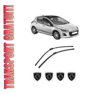 Set stergatoare auto PEUGEOT 308 I (4A_, 4C_) din 2007-2015, pentru parbriz auto, 2 bucati, Bosch Aerotwin, din cauciuc siliconat rezistent, 4 Stickere Auto PEUGEOT