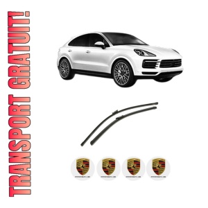 Set stergatoare auto PORSCHE CAYENNE Coupe (9YB) din 2019, pentru parbriz auto, 2 bucati, Bosch Aerotwin, din cauciuc siliconat rezistent, 4 Stickere Auto PORSCHE