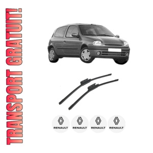 Set stergatoare auto RENAULT CLIO II (BB_, CB_) din 1998-2016, pentru parbriz auto, 2 bucati, Bosch Aerotwin, din cauciuc siliconat rezistent, 4 Stickere Auto RENAULT