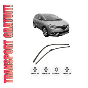 Set stergatoare auto RENAULT GRAND SCENIC IV (R9_) din 2016-2023, pentru parbriz auto, 2 bucati, Bosch Aerotwin, din cauciuc siliconat rezistent, 4 Stickere Auto RENAULT