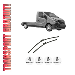 Set stergatoare auto RENAULT TRAFIC III Platform/Chassis (EG_) din 2014-2023, pentru parbriz auto, 2 bucati, Bosch Aerotwin, din cauciuc siliconat rezistent, 4 Stickere Auto RENAULT