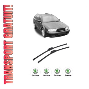 Set stergatoare auto SKODA Octavia I Estate Van (1U5) din 2000-2010, pentru parbriz auto, 2 bucati, Bosch Aerotwin Retrofit, din cauciuc siliconat rezistent, 4 Stickere Auto SKODA