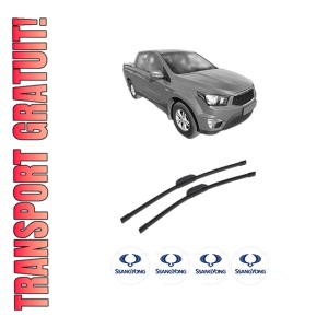 Set stergatoare auto SSANGYONG Actyon II din 2013, pentru parbriz auto, 2 bucati, Bosch Aerotwin Retrofit, din cauciuc siliconat rezistent, 4 Stickere Auto SSANGYONG