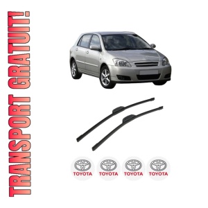 Set stergatoare auto TOYOTA COROLLA (_E12_) din 2001-2007, pentru parbriz auto, 2 bucati, Bosch Aerotwin Retrofit, din cauciuc siliconat rezistent, 4 Stickere Auto TOYOTA