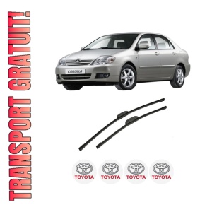 Set stergatoare auto TOYOTA COROLLA Saloon (_E12_) din 2001-2008, pentru parbriz auto, 2 bucati, Bosch Aerotwin Retrofit, din cauciuc siliconat rezistent, 4 Stickere Auto TOYOTA