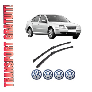 Set stergatoare auto Volkswagen BORA I (1J2) din 1998-2013, pentru parbriz auto, 2 bucati, Bosch Aerotwin, din cauciuc siliconat rezistent, 4 Stickere Auto Volkswagen