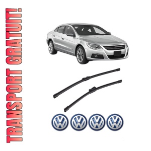 Set stergatoare auto Volkswagen PASSAT CC B6 (357) din 2008-2012, pentru parbriz auto, 2 bucati, Bosch Aerotwin, din cauciuc siliconat rezistent, 4 Stickere Auto Volkswagen