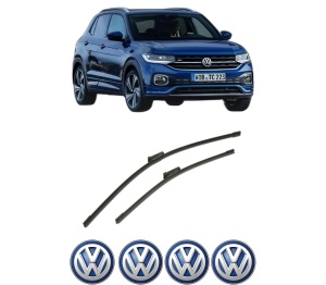 Set stergatoare auto Volkswagen T-CROSS (C11, D31) din 2018-2020, pentru parbriz auto, 2 bucati, Bosch Aerotwin, din cauciuc siliconat rezistent, 4 Stickere Auto Volkswagen - Img 2