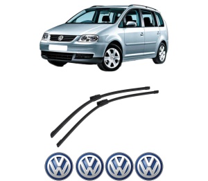 Set stergatoare auto Volkswagen TOURAN VAN (1T1, 1T2) din 2003-2010, pentru parbriz auto, 2 bucati, Bosch Aerotwin Multi, din cauciuc siliconat rezistent, 4 Stickere Auto Volkswagen - Img 2