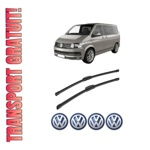 Set stergatoare auto Volkswagen TRANSPORTER T5 Bus (7HB, 7HJ, 7EB, 7EJ) din 2003-2015, pentru parbriz auto, 2 bucati, Bosch Aerotwin Retrofit, din cauciuc siliconat rezistent, 4 Stickere Auto Volkswagen