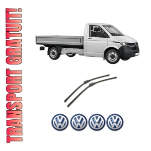 Set stergatoare auto Volkswagen TRANSPORTER T6 Platform/Chassis (SFD, SFE, SFL, SFZ, SJD, SJ din 2015-2024, pentru parbriz auto, 2 bucati, Bosch Aerotwin, din cauciuc siliconat rezistent, 4 Stickere Auto Volkswagen