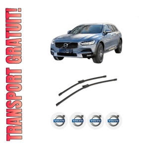 Set stergatoare auto VOLVO V90 II Cross Country (236) din 2016-2021, pentru parbriz auto, 2 bucati, Bosch Aerotwin, din cauciuc siliconat rezistent, 4 Stickere Auto VOLVO