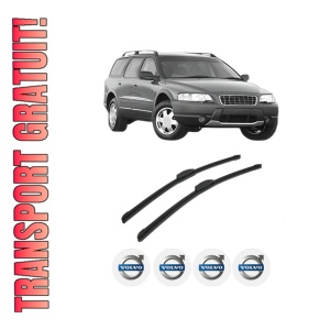 Set stergatoare auto VOLVO XC70 I Cross Country (295) din 1997-2007, pentru parbriz auto, 2 bucati, Bosch Aerotwin Retrofit, din cauciuc siliconat rezistent, 4 Stickere Auto VOLVO