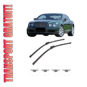 Set stergatoare BENTLEY CONTINENTAL Coupe (3W_, 393) din 2003-2018, pentru parbriz auto, 2 bucati, Valeo Silencio, din cauciuc siliconat rezistent, 4 Stickere Auto BENTLEY