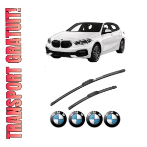 Set stergatoare BMW Seria 1 (F40) din 2019-2020, pentru parbriz auto, 2 bucati, Bosch 0, din cauciuc siliconat rezistent, 4 Stickere Auto BMW Seria