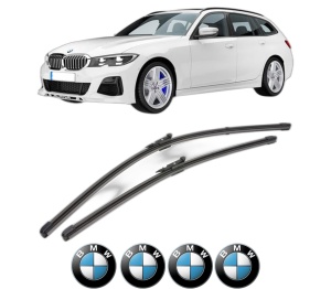 Set stergatoare BMW Seria 3 Touring Van (G21) din 2019-2022, pentru parbriz auto, 2 bucati, Valeo Silencio Xtrm, din cauciuc siliconat rezistent, 4 Stickere Auto BMW Seria v38784