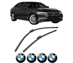 Set stergatoare BMW Seria 5 (G30, F90) din 2016-2023, pentru parbriz auto, 2 bucati, Valeo Silencio Xtrm, din cauciuc siliconat rezistent, 4 Stickere Auto BMW Seria v36144