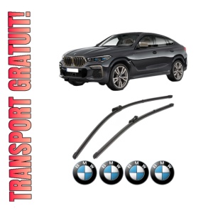 Set stergatoare BMW Seria X6 (G06, F96) din 2019-2023, pentru parbriz auto, 2 bucati, Valeo Silencio Xtrm, din cauciuc siliconat rezistent, 4 Stickere Auto BMW Seria