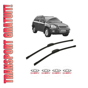 Set stergatoare CHERY TIGGO din 2005-2014, pentru parbriz auto, 2 bucati, Bosch Aerotwin Retrofit, din cauciuc siliconat rezistent, 4 Stickere Auto CHERY