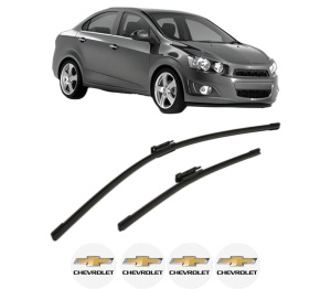 Set stergatoare CHEVROLET AVEO Saloon (T300) din 2011-2015, pentru parbriz auto, 2 bucati, Bosch Aerotwin Multi, din cauciuc siliconat rezistent, 4 Stickere Auto CHEVROLET v54519