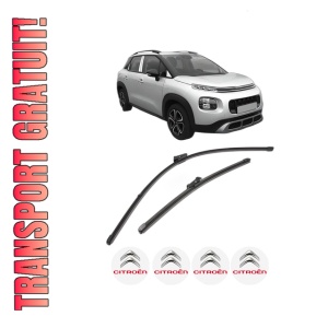 Set stergatoare CITROEN C3 AIRCROSS II (2R_, 2C_) din 2017-2020, pentru parbriz auto, 2 bucati, Valeo Silencio Xtrm, din cauciuc siliconat rezistent, 4 Stickere Auto CITROEN