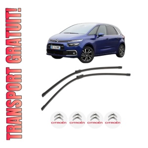 Set stergatoare CITROEN C4 PICASSO II din 2013-2018, pentru parbriz auto, 2 bucati, Bosch Aerotwin, din cauciuc siliconat rezistent, 4 Stickere Auto CITROEN