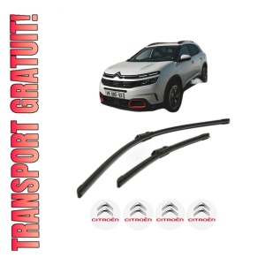 Set stergatoare CITROEN C5 AIRCROSS (A_) din 2018-2023, pentru parbriz auto, 2 bucati, Bosch Aerotwin, din cauciuc siliconat rezistent, 4 Stickere Auto CITROEN