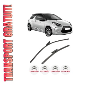 Set stergatoare CITROEN DS3 (SA_) din 2009-2015, pentru parbriz auto, 2 bucati, Valeo Silencio Xtrm, din cauciuc siliconat rezistent, 4 Stickere Auto CITROEN