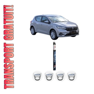 Set stergatoare DACIA SANDERO III din 2021-2022, pentru parbriz auto, 2 bucati, Bosch Aerotwin, din cauciuc siliconat rezistent, 4 Stickere Auto DACIA