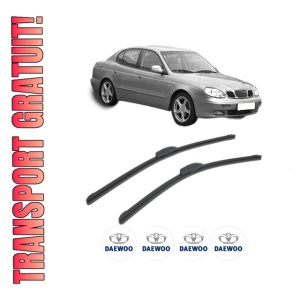 Set stergatoare DAEWOO LEGANZA (KLAV) din 1997-2000, pentru parbriz auto, 2 bucati, Bosch Aerotwin Retrofit, din cauciuc siliconat rezistent, 4 Stickere Auto DAEWOO