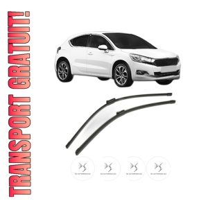 Set stergatoare DS DS 4 / DS 4 CROSSBACK (NX_) din 2015-2018, pentru parbriz auto, 2 bucati, Bosch Aerotwin, din cauciuc siliconat rezistent, 4 Stickere Auto DS