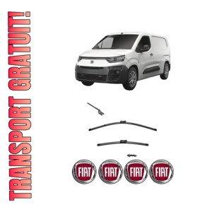 Set stergatoare FIAT DOBLO Box Body/MPV (510_, 511_) din 2022-2023, pentru parbriz auto, 2 bucati, Valeo Silencio, din cauciuc siliconat rezistent, 4 Stickere Auto FIAT