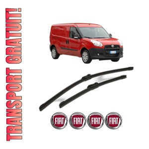 Set stergatoare FIAT DOBLO Cargo (263_) din 2010-2023, pentru parbriz auto, 2 bucati, Bosch Aerotwin, din cauciuc siliconat rezistent, 4 Stickere Auto FIAT