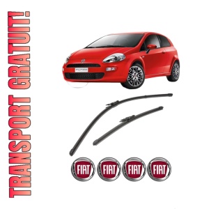 Set stergatoare FIAT PUNTO EVO Hatchback Van (199_) din 2009-2012, pentru parbriz auto, 2 bucati, Valeo Silencio Xtrm, din cauciuc siliconat rezistent, 4 Stickere Auto FIAT