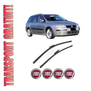 Set stergatoare FIAT STILO (192_) din 2001-2007, pentru parbriz auto, 2 bucati, Valeo Silencio Xtrm, din cauciuc siliconat rezistent, 4 Stickere Auto FIAT