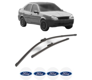 Set stergatoare FORD FIESTA Saloon din 2002-2017, pentru parbriz auto, 2 bucati, Valeo Silencio Xtrm, din cauciuc siliconat rezistent, 4 Stickere Auto FORD v37884