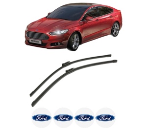 Set stergatoare FORD MONDEO V Hatchback (CE) din 2014-2019, pentru parbriz auto, 2 bucati, Bosch Aerotwin, din cauciuc siliconat rezistent, 4 Stickere Auto FORD v50414