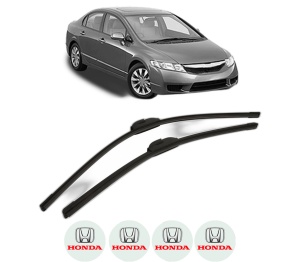 Set stergatoare HONDA CIVIC IX Saloon (FB) din 2011-2013, pentru parbriz auto, 2 bucati, Bosch Aerotwin, din cauciuc siliconat rezistent, 4 Stickere Auto HONDA v55059