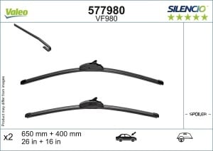 Set stergatoare HYUNDAI ELANTRA VI Saloon (AD, ADA) din 2015-2020, pentru parbriz auto, 2 bucati, Valeo Silencio, din cauciuc siliconat rezistent, 4 Stickere Auto HYUNDAI v34567