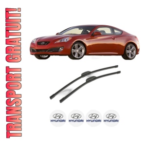 Set stergatoare HYUNDAI GENESIS Coupe din 2008-2014, pentru parbriz auto, 2 bucati, Bosch Aerotwin Retrofit, din cauciuc siliconat rezistent, 4 Stickere Auto HYUNDAI