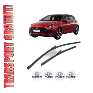 Set stergatoare HYUNDAI i20 III (BC3, BI3) din 2020-2024, pentru parbriz auto, 2 bucati, Valeo Silencio Xtrm, din cauciuc siliconat rezistent, 4 Stickere Auto HYUNDAI - Img 1