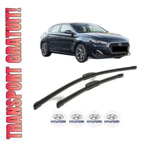 Set stergatoare HYUNDAI i30 FASTBACK (PDE, PDEN) din 2017-2021, pentru parbriz auto, 2 bucati, Bosch Aerotwin Retrofit, din cauciuc siliconat rezistent, 4 Stickere Auto HYUNDAI