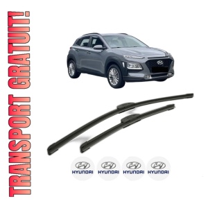 Set stergatoare HYUNDAI KONA (OS, OSE, OSI) din 2017-2023, pentru parbriz auto, 2 bucati, Bosch Aerotwin Retrofit, din cauciuc siliconat rezistent, 4 Stickere Auto HYUNDAI