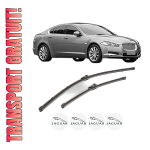 Set stergatoare JAGUAR XF II (X260) din 2015-2020, pentru parbriz auto, 2 bucati, Valeo Silencio, din cauciuc siliconat rezistent, 4 Stickere Auto JAGUAR
