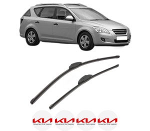Set stergatoare KIA CEE'D SW (ED) din 2007-2012, pentru parbriz auto, 2 bucati, Valeo Silencio Xtrm, din cauciuc siliconat rezistent, 4 Stickere Auto KIA v36624