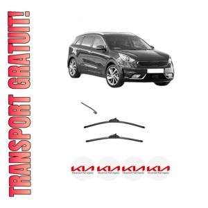 Set stergatoare KIA NIRO I (DE) din 2016-2022, pentru parbriz auto, 2 bucati, Valeo Silencio, din cauciuc siliconat rezistent, 4 Stickere Auto KIA