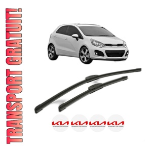 Set stergatoare KIA RIO III (UB) din 2011-2017, pentru parbriz auto, 2 bucati, Bosch Aerotwin Retrofit, din cauciuc siliconat rezistent, 4 Stickere Auto KIA